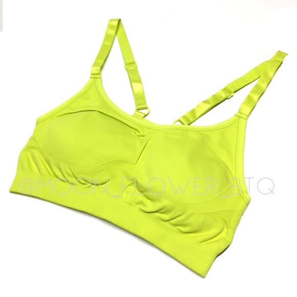 NikiBiki Neon Yellow Seamless Adjustable Strap Sports Bra - Picture 6 of 9